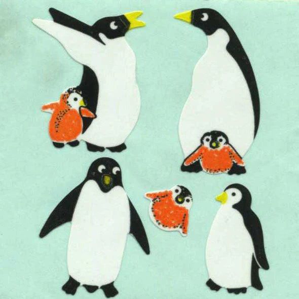 Five Perfect Penguins on parade - paper stickers