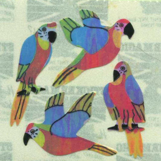 Four pretty parrots - pearlie stickers