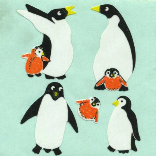 Five Perfect Penguins on parade - paper stickers